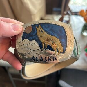 Alaska snakeskin Wolf buckle belt